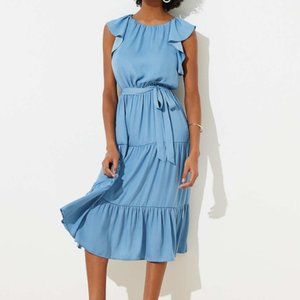 LOFT Ruffle Tiered Dress in Dark Seafoam